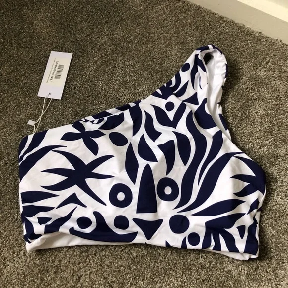 NWT Baltic Born Bali One Shoulder Bikini Top ONLY in Navy and White Size Medium - Picture 10 of 12